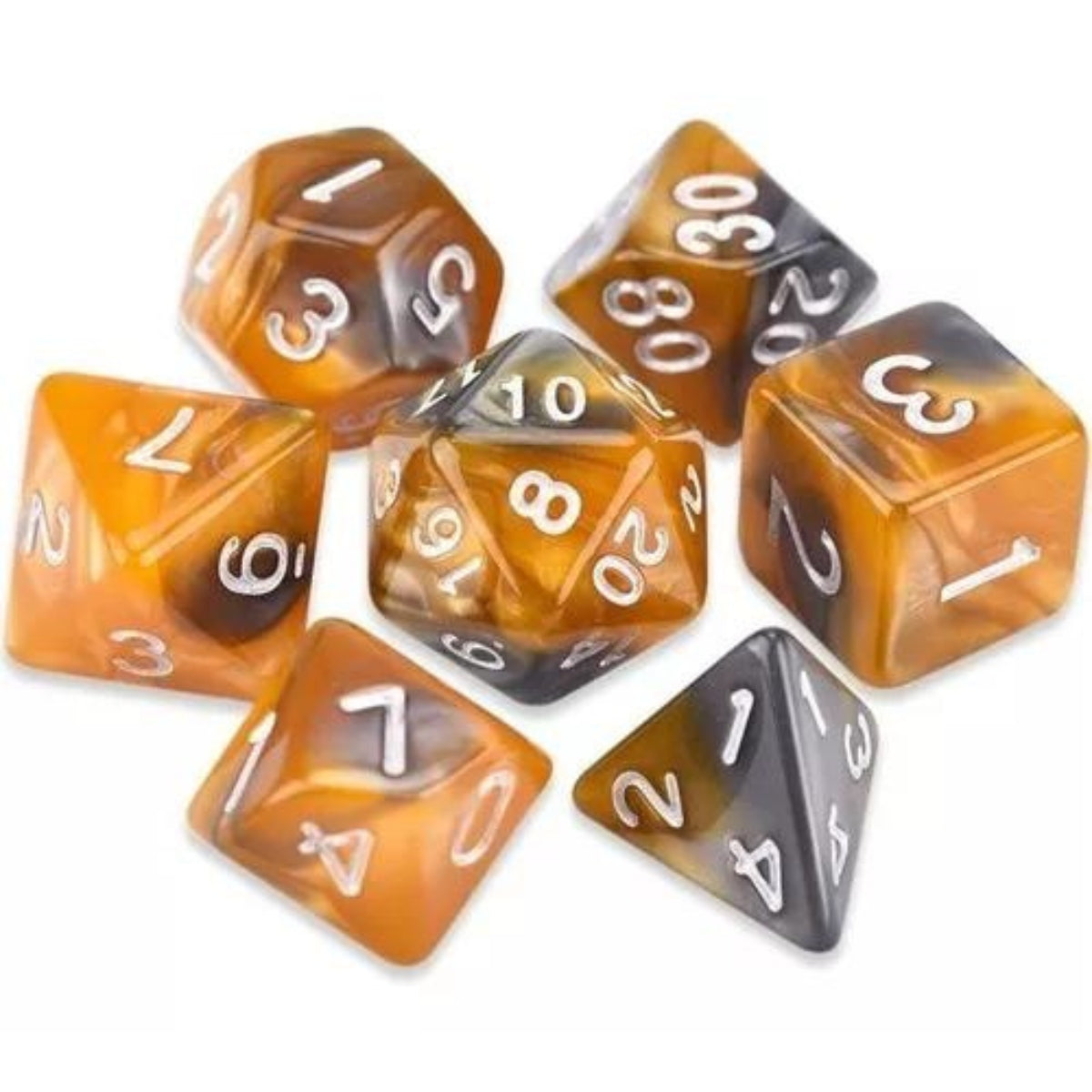Conjunto de Dados para Rpg Marrom com Cinza com N° Branco Conjunto de Dados para Rpg Marrom com Cinza com N° Branco